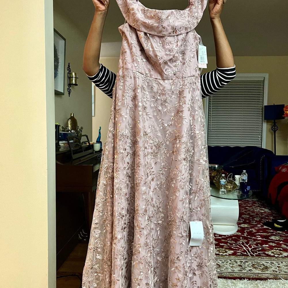 Oleg Cassini Pink Cowl Neck Sleeveless Wedding Gown/ Mother of the bride NWT